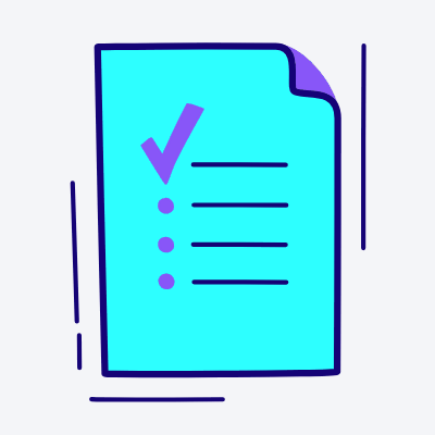 Checklist on a bright blue background
