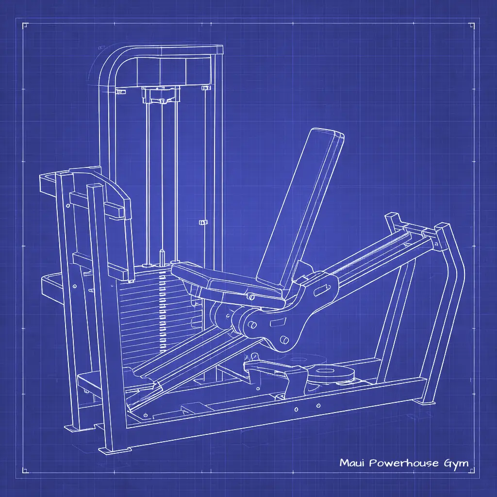 Weight Room Leg Press Lower Body Machine in Maui Powerhouse Gym