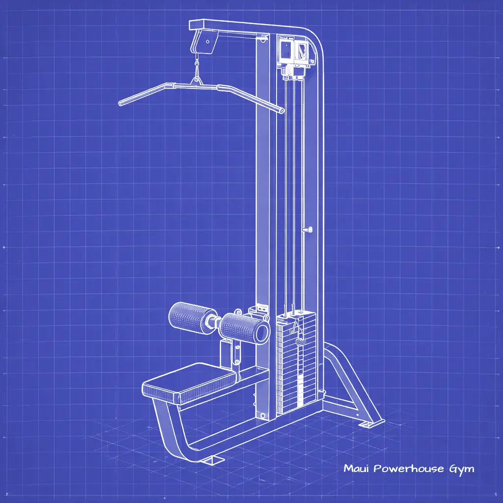 Weight Room Lat Pulldown Upper Body Machine in Maui Powerhouse Gym