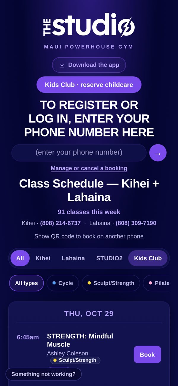 Schedule + Booking screen