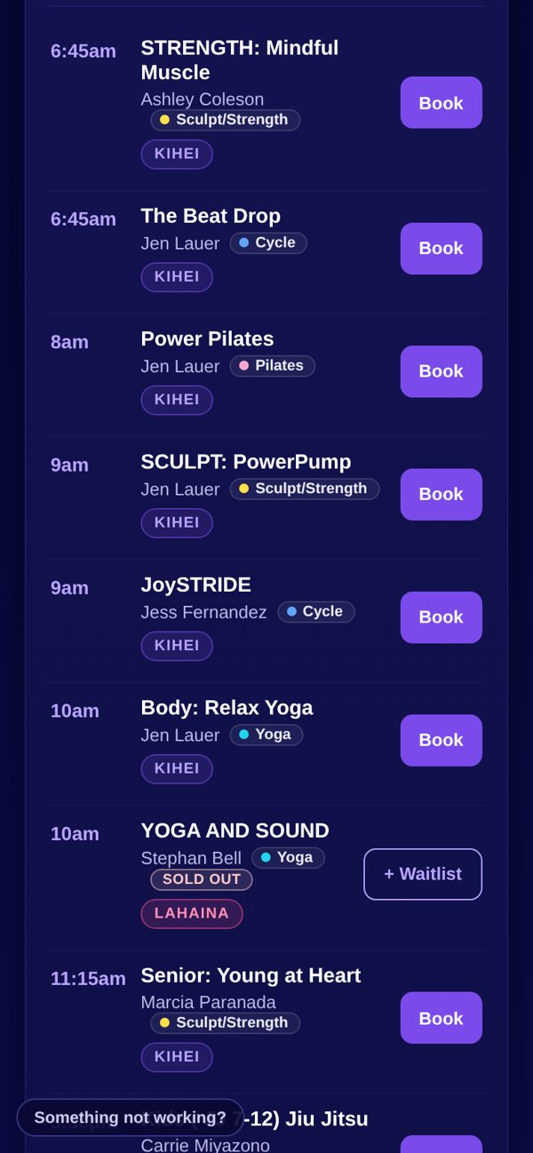 Schedule + Booking screen
